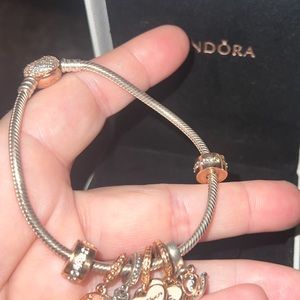 Authentic Pandora silver and rose gold bracelet